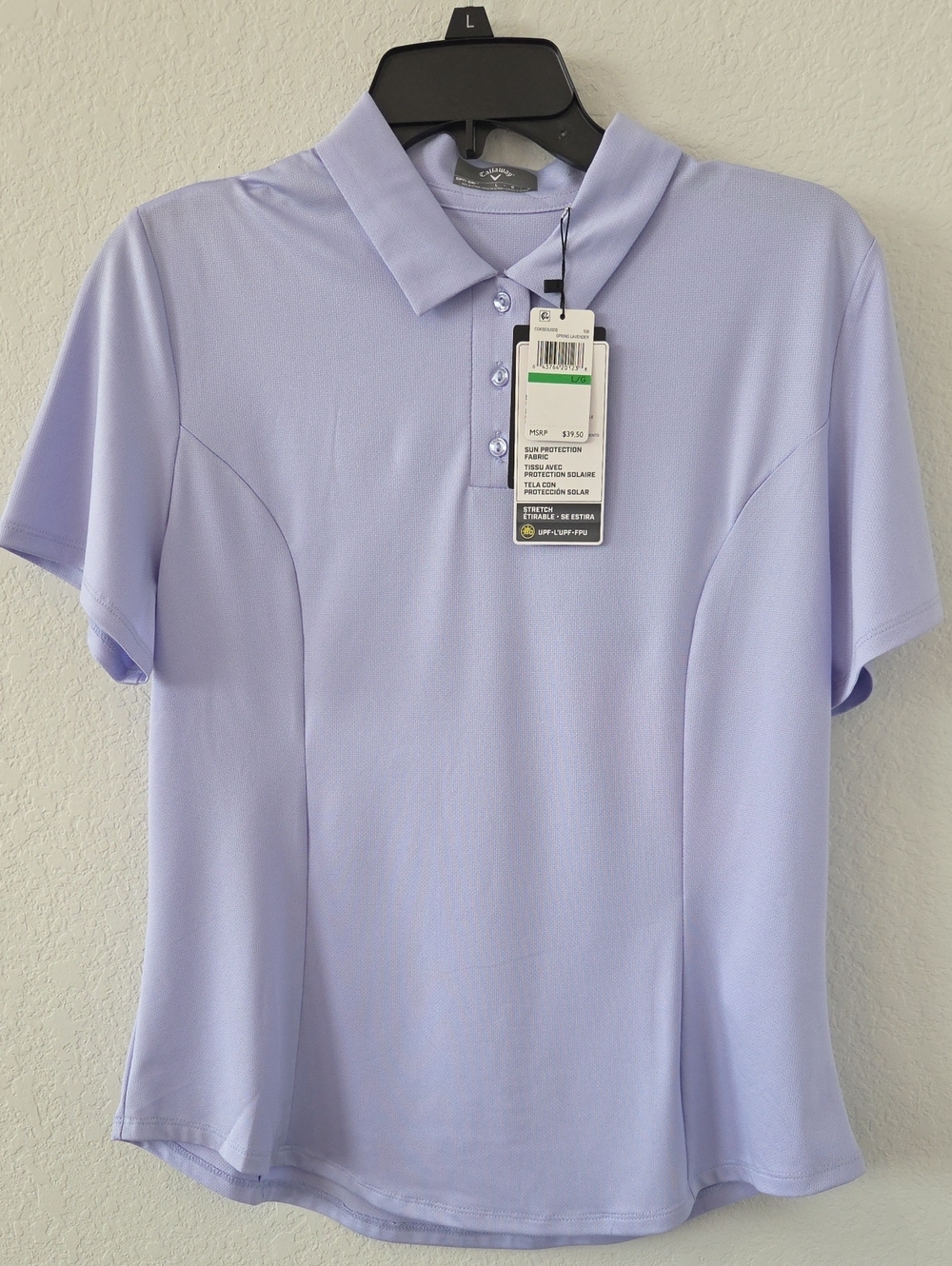 New Callaway Lavender Purple Women's Button-Down Golf Polo Shirt Large Opti Dry